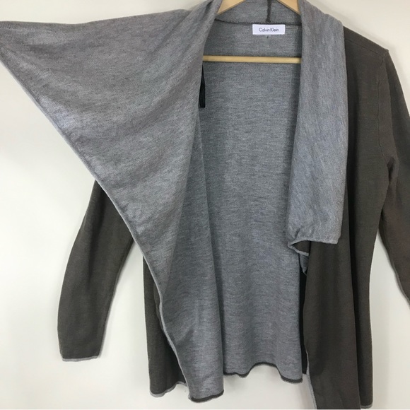 CALVIN KLEIN | Brown Open Front Cardigan - Picture 2 of 6